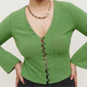 Reformation Gellar Knit Top in Green Size S